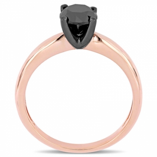 Женское кольцо из красного золота 585 пробы с черным бриллиантом