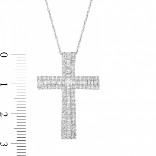 Крестик из белого золота 585 пробы с бриллиантом