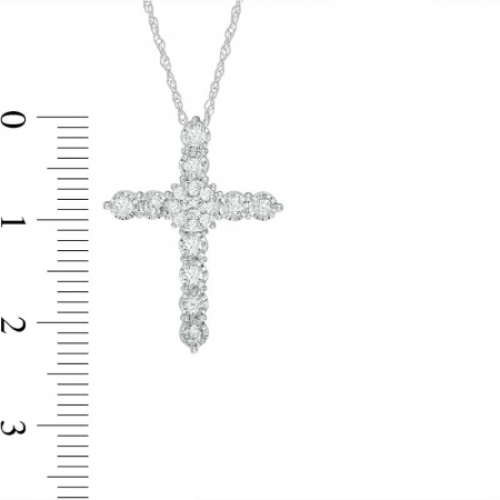 Крестик из белого золота 585 пробы с бриллиантом