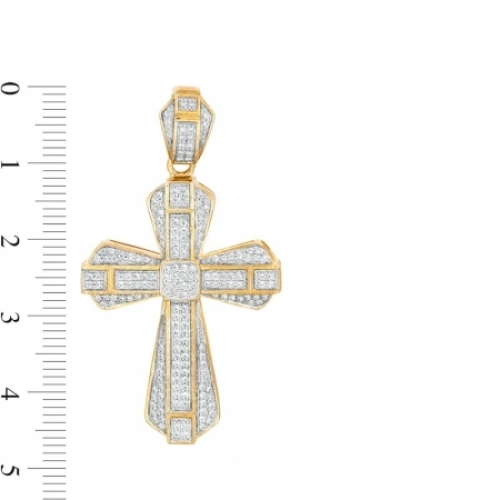 Мужской крестик из желтого золота 585 пробы с бриллиантом