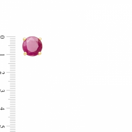 Серьги-гвоздики из желтого золота 585 пробы с рубином
