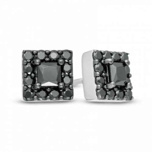 Серьги из серебра 925 пробы с черными бриллиантами