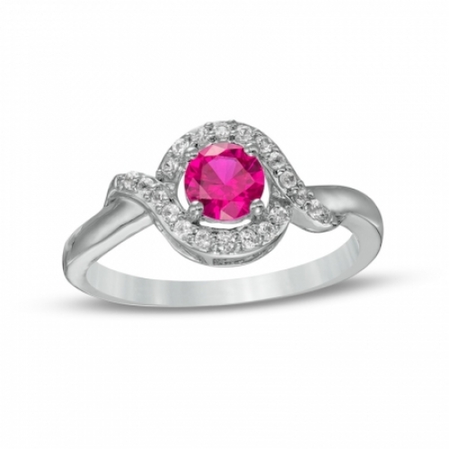 Женское кольцо из серебра с рубином и белым сапфиром