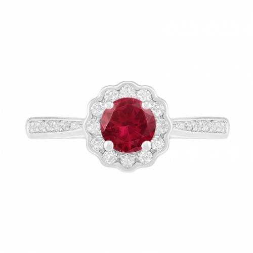 Женское кольцо из серебра с рубином и белым сапфиром