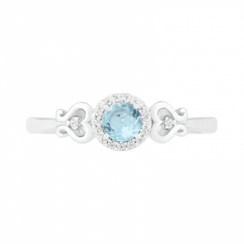 Женское кольцо из серебра с аквамарином и бриллиантом