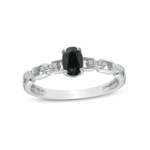 Женское кольцо из серебра с сапфиром и бриллиантами