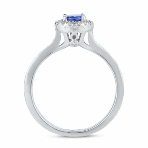 Женское кольцо из серебра с танзанитом и бриллиантами