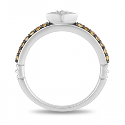 Женское кольцо из серебра с цитрином и бриллиантами