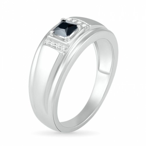 Мужское кольцо из серебра со шпинелью и бриллиантами