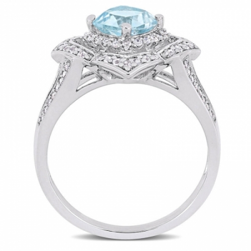 Женское кольцо из серебра с топазом, белым топазом и бриллиантом
