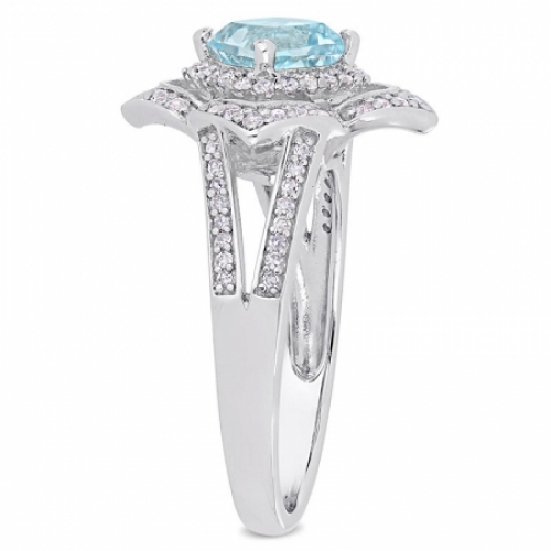 Женское кольцо из серебра с топазом, белым топазом и бриллиантом