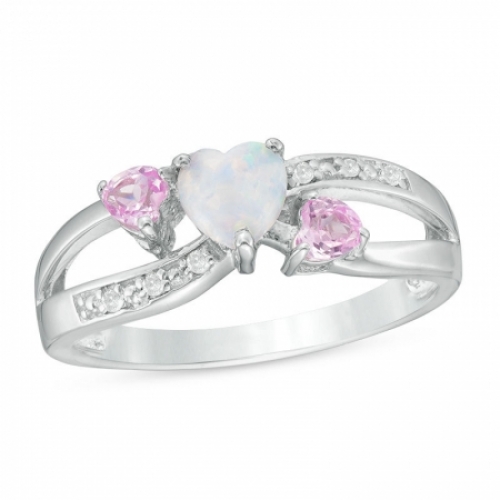 Женское кольцо из серебра с опалом, сапфиром и бриллиантами