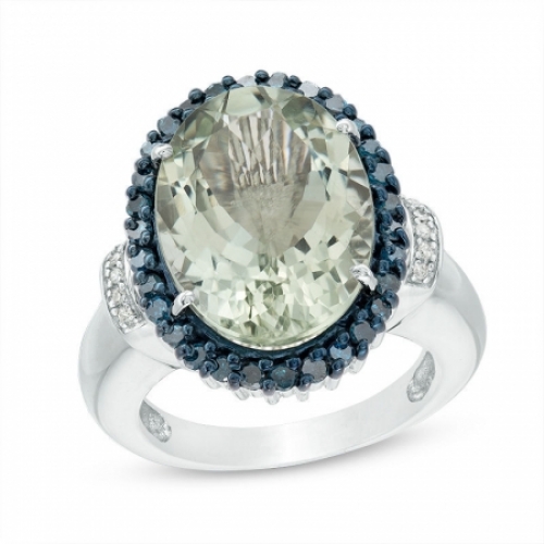 Женское кольцо из серебра с кварцеми бриллиантами