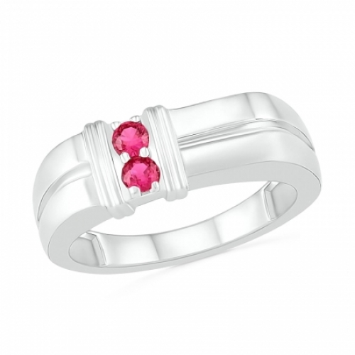 Мужское кольцо из серебра с рубином