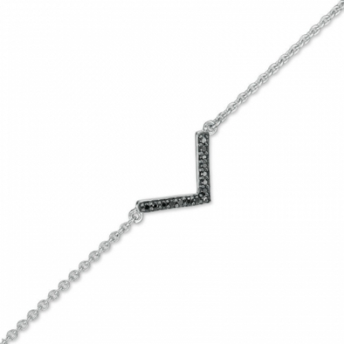 Браслет-анклет из серебра с черным бриллиантом