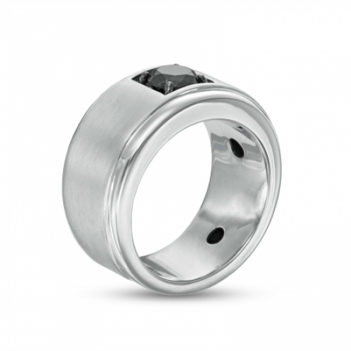 Мужское кольцо из серебра с черным бриллиантом