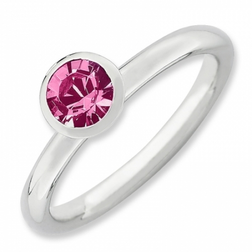 Женское кольцо из серебра с розовым кристаллом