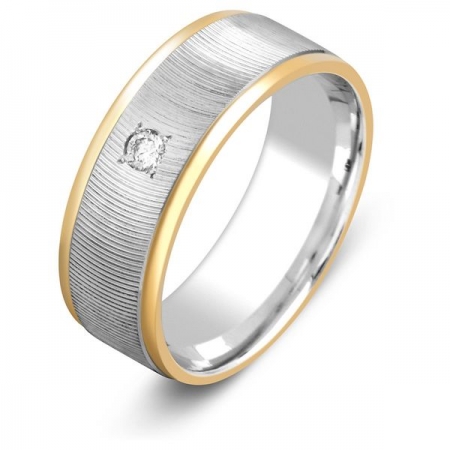 Ювелирная компания «ТИТУЛ» Обручальное кольцо из комбинированного золота с бриллиантом