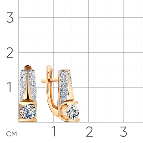 Серьги из красного золота 585 пробы с фианитом