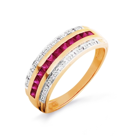 Т141016262-01 золотое кольцо с рубином и бриллиантом