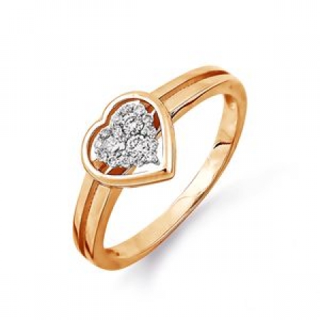 Золотое кольцо Сердце с бриллиантами