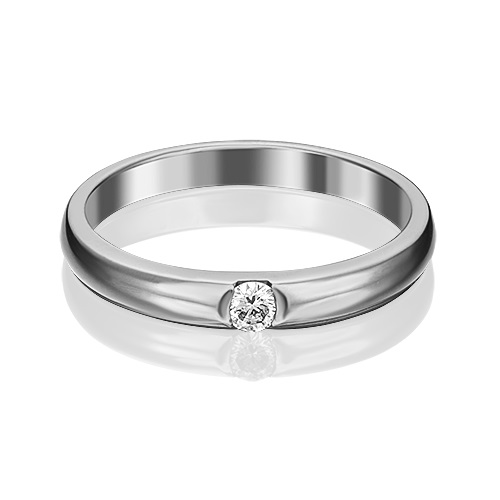 Ювелирный завод «Платина» Обручальное кольцо из белого золота с бриллиантом