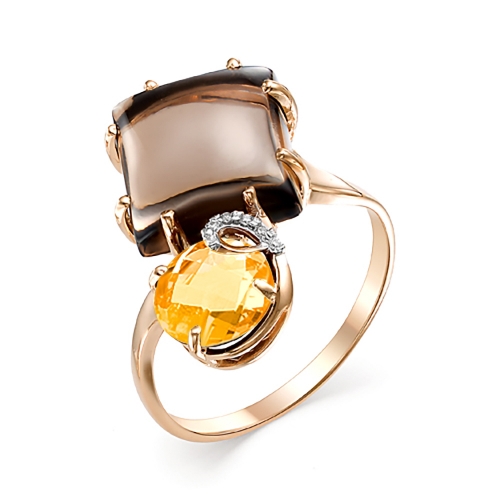 Женское кольцо из красного золота 585 пробы с миксом камней