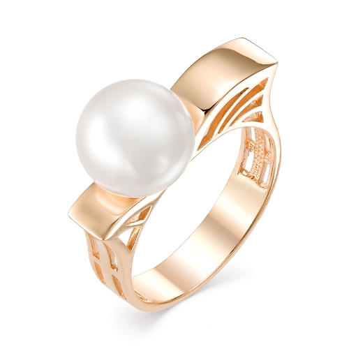 Женское кольцо из красного золота 585 пробы с жемчугом