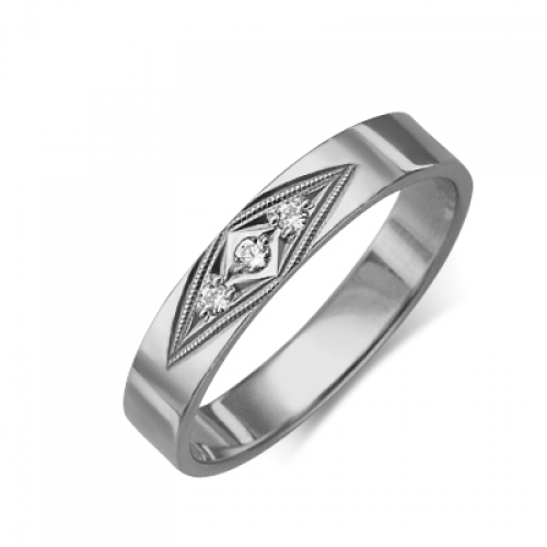 Ювелирный завод «Платина» Обручальное кольцо из белого золота с бриллиантом