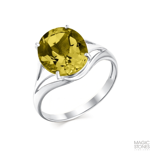 Женское кольцо из белого золота 585 пробы с султанитом