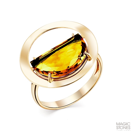 Женское кольцо из желтого золота 585 пробы с султанитом