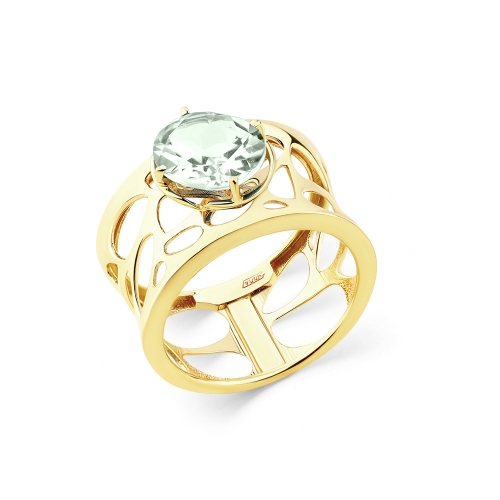 Женское кольцо из желтого золота 585 пробы с празиолитом