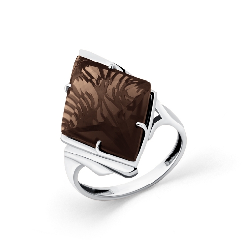 Женское кольцо из белого золота 585 пробы с раухтопазом