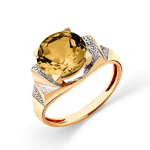 Женское кольцо из красного золота 585 пробы с кварцем