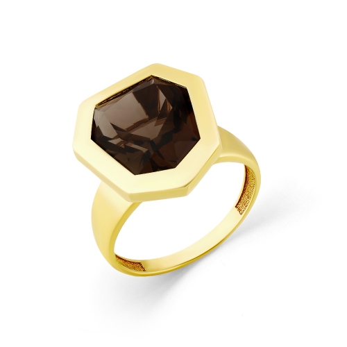 Женское кольцо из желтого золота 585 пробы с раухтопазом
