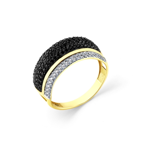 Женское кольцо из желтого золота 585 пробы со шпинелью и фианитами