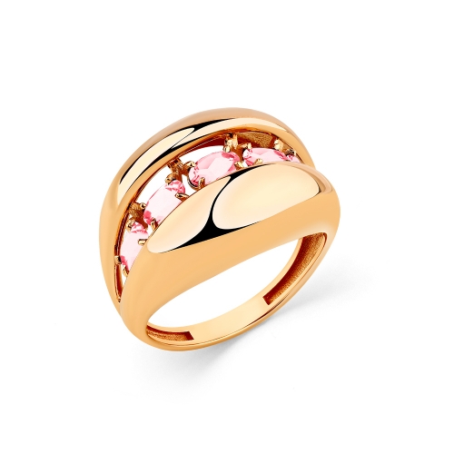 Женское кольцо из красного золота 585 пробы с морганитом