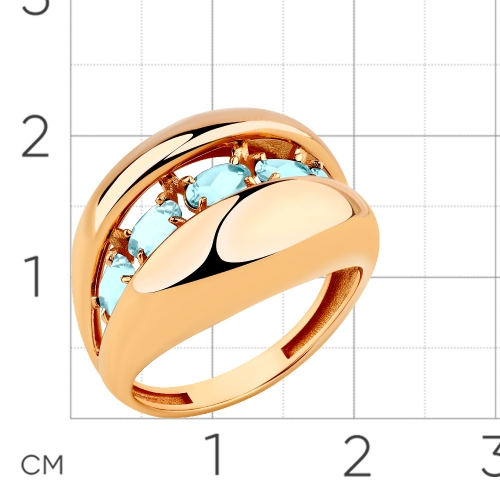 Женское кольцо из красного золота 585 пробы с аквамарином
