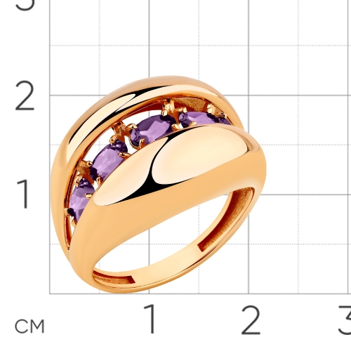 Женское кольцо из красного золота 585 пробы с александритом