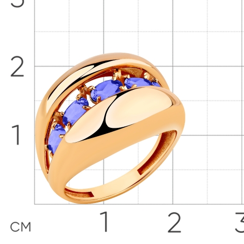 Женское кольцо из красного золота 585 пробы с танзанитом