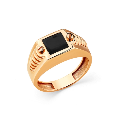 Женское кольцо из красного золота 585 пробы с агатом