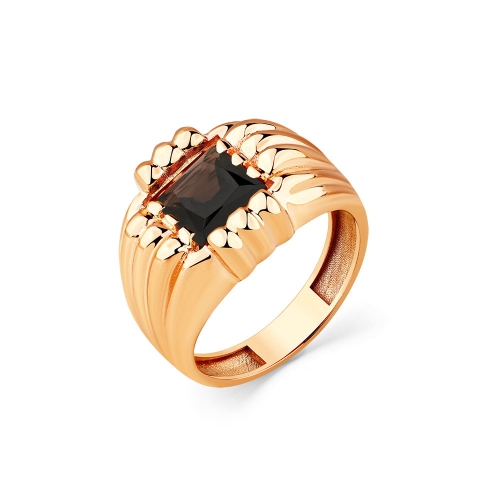 Женское кольцо из красного золота 585 пробы с раухтопазом