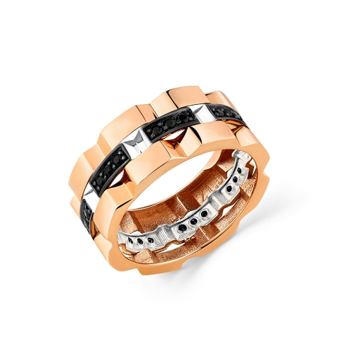 Женское кольцо из комбинированного золота 585 пробы со шпинелью