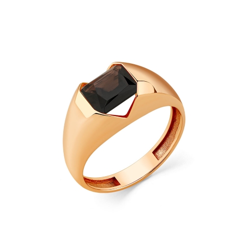 Женское кольцо из красного золота 585 пробы с раухтопазом