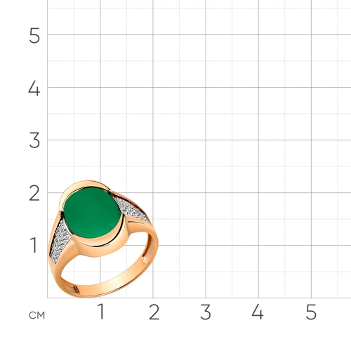 Женское кольцо из красного золота 585 пробы с агатом и фианитами