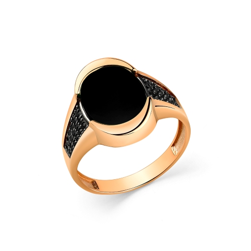 Женское кольцо из красного золота 585 пробы с агатом и шпинелью