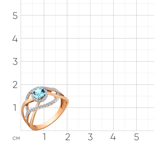 Женское кольцо из красного золота 585 пробы с топазом Swiss и фианитами