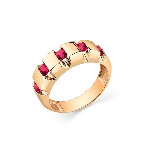 Женское кольцо из красного золота 585 пробы с корундом