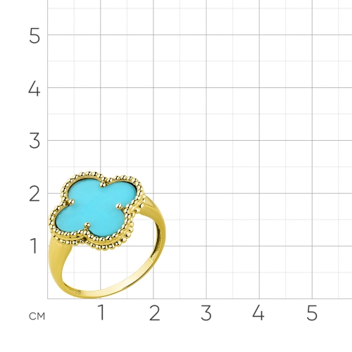 Женское кольцо из желтого золота 585 пробы с бирюзой