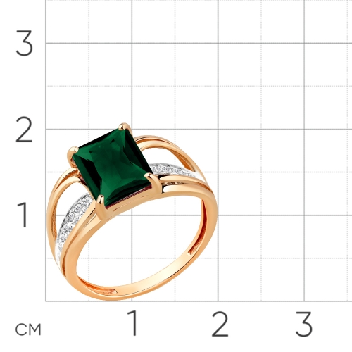 Женское кольцо из красного золота 585 пробы с турмалином и фианитами